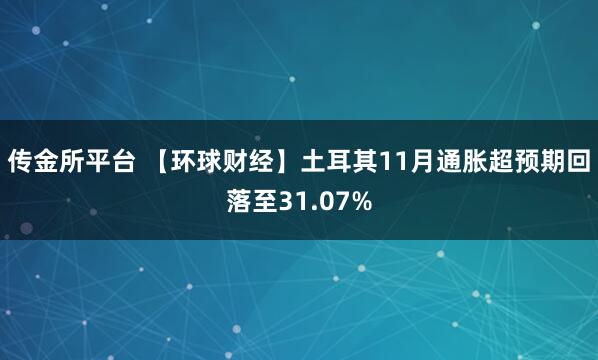 传金所平台 【环球财经】土耳其11月通胀超预期回落至31.07%