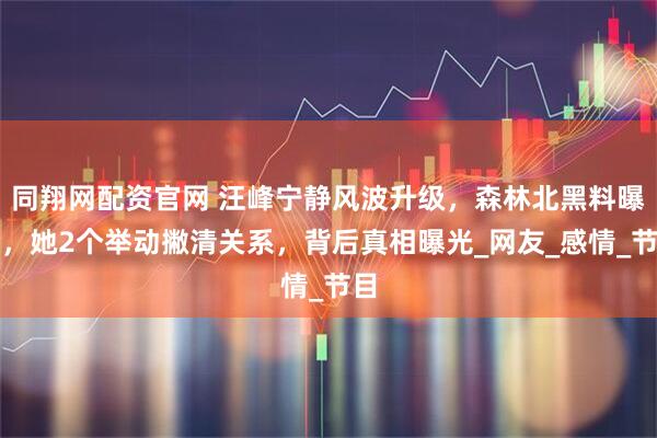 同翔网配资官网 汪峰宁静风波升级，森林北黑料曝光，她2个举动撇清关系，背后真相曝光_网友_感情_节目